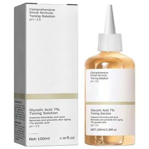 Glycolic Acid 7% Toner, Glycolic Acid 7% Toning Resurfacing Solution, Facial Exfoliation Astringe Pores, Hydrates and Reduces Skin Blemishes 100ML